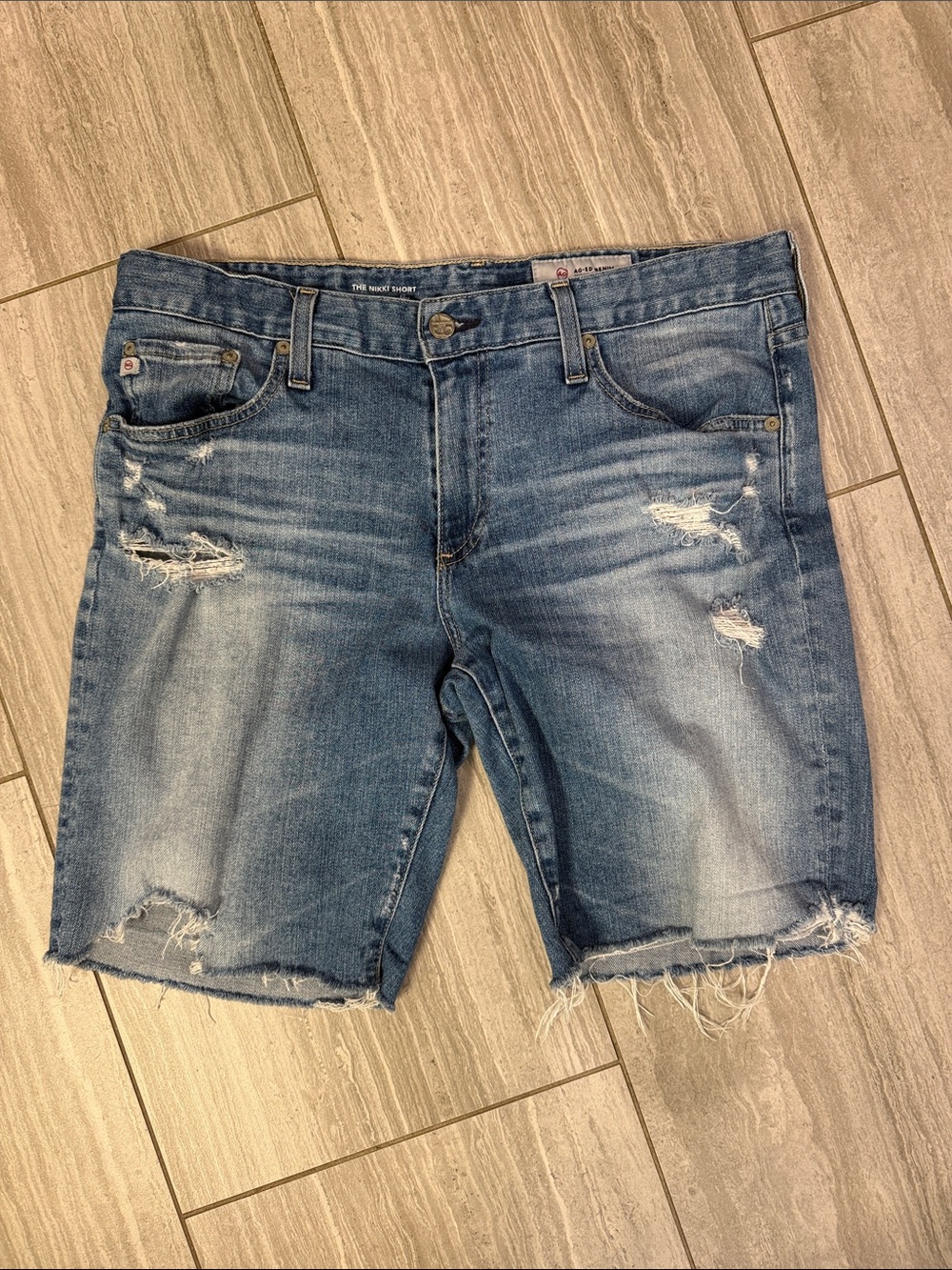 AG Distressed Blue Denim Cutoff Shorts size 31